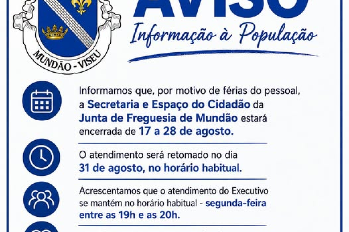 Atendimento Secretaria - Encerramento para férias